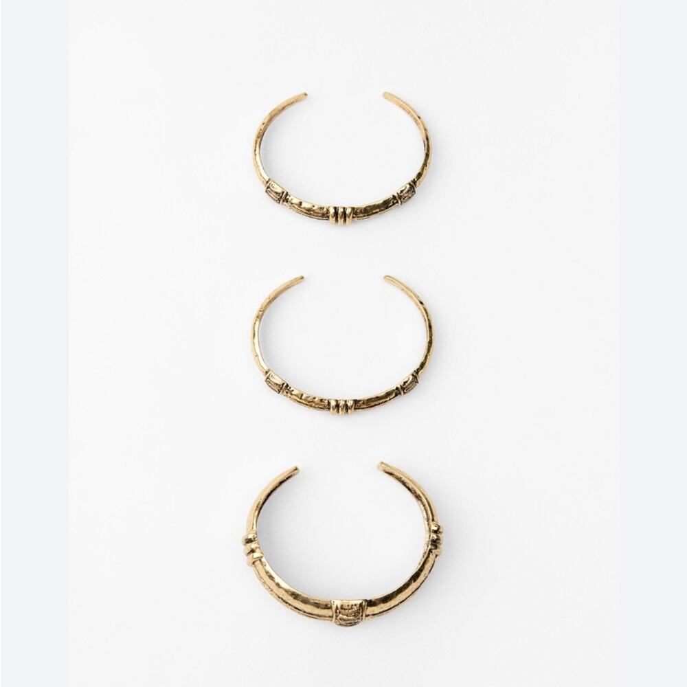 Nwt-Zara-PACK OF 3 TEXTURED BRACELETS - Aged gold